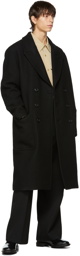 AMI Alexandre Mattiussi Black Double-Face Felted Broadcloth Coat