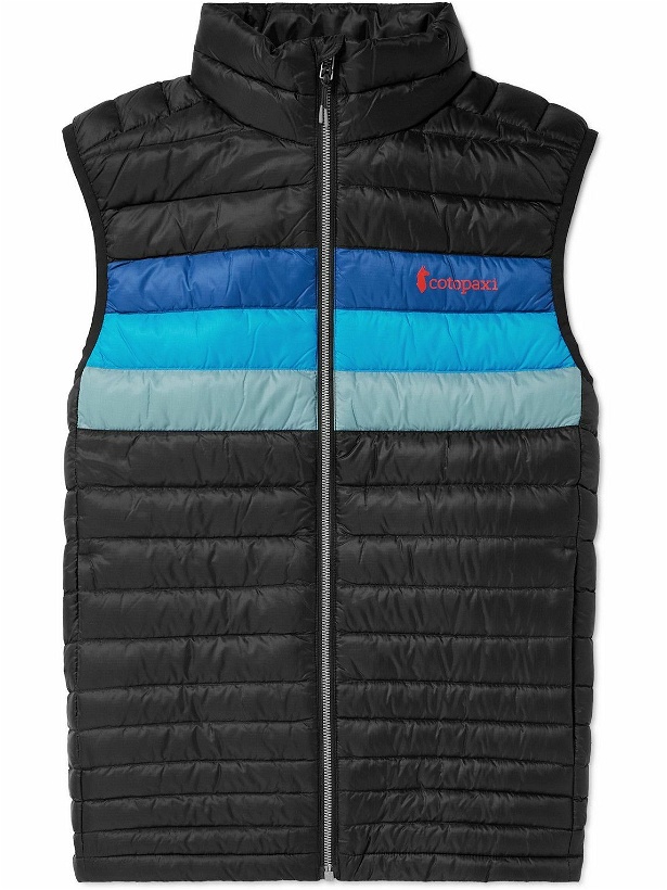 Photo: Cotopaxi - Fuego Packable Striped Quilted Ripstop Down Gilet - Black
