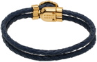 Versace Navy Medusa Leather Bracelet