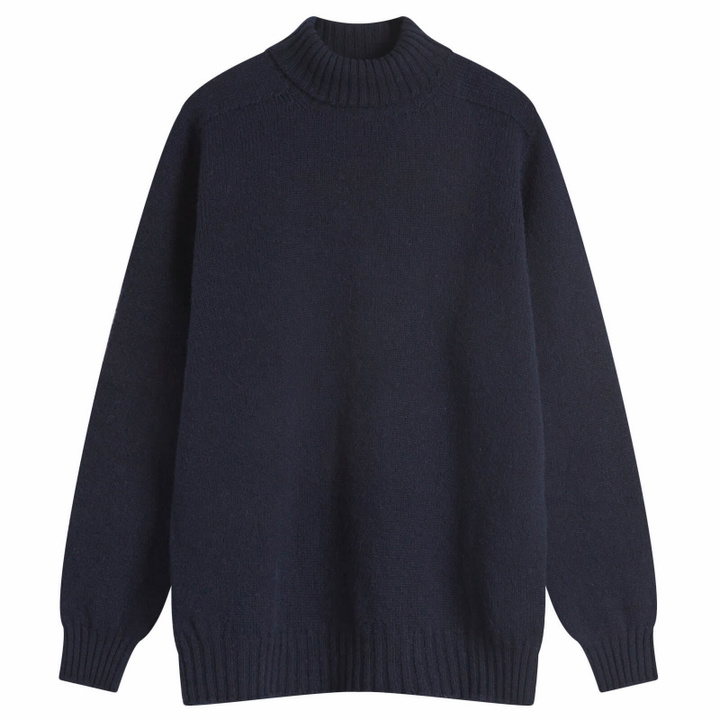 Photo: Jamieson's of Shetland Men's Roll Neck Knit in Dark Navy