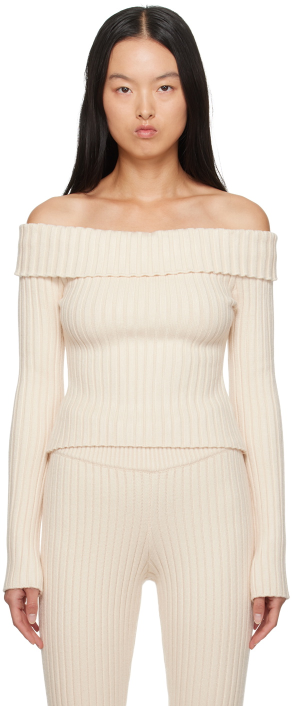 GUIZIO Off-White Thalia Off Shoulder Sweater