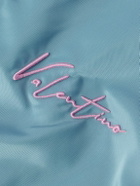 Valentino Garavani - Logo-Embroidered Striped Shell Bomber Jacket - Blue