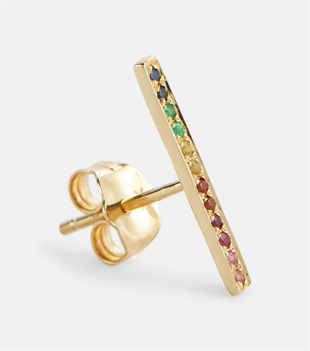 Sydney Evan Rainbow 14kt gold single earring with rubies, emeralds and sapphires