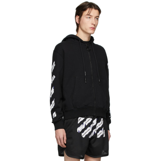 Off-White Black Airport Tape Zip hoodie Off-White