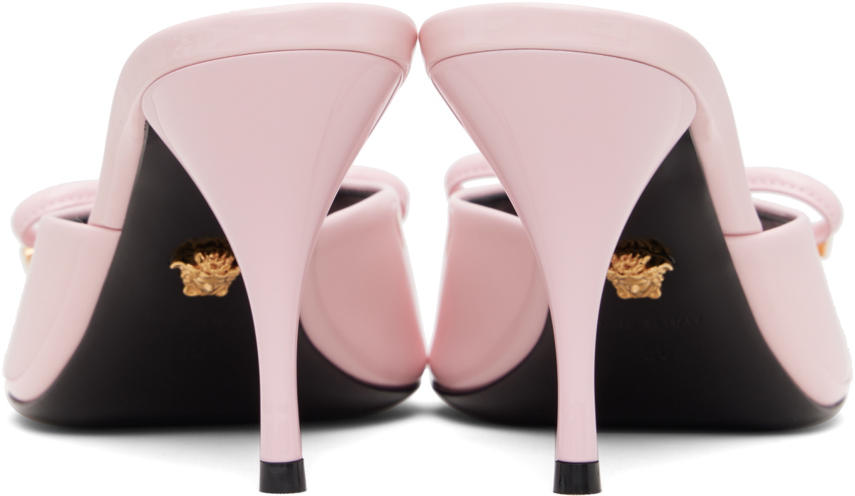 Versace Pink Opera Bow Patent Mule Heeled Sandals