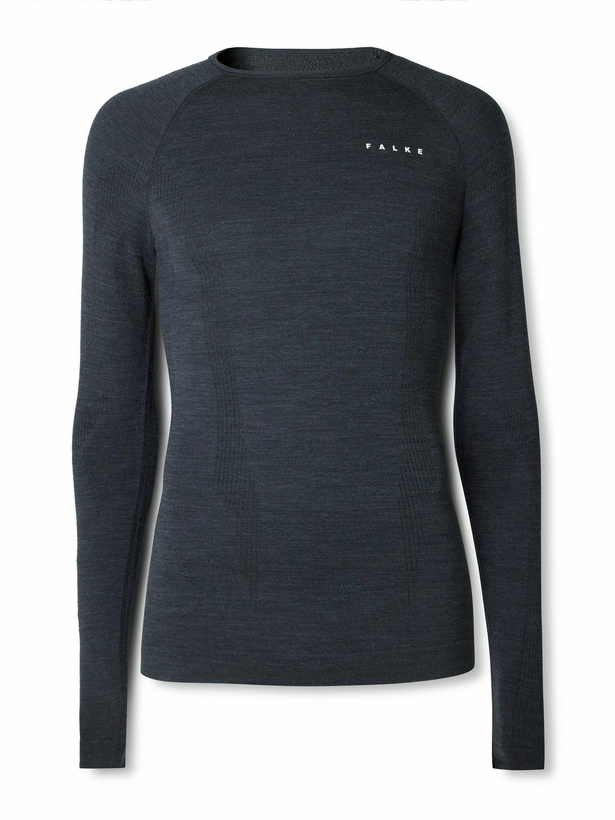 Photo: Falke - Printed Virgin Wool-Blend Ski Base Layer - Black