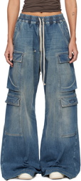Rick Owens DRKSHDW Blue Temple Double Cargo Jumbo Belas Jeans
