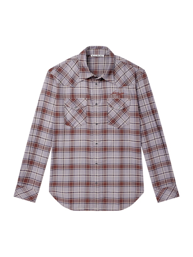 Photo: Acne Studios - Logo-Embroidered Checked Flannel Shirt - Multi