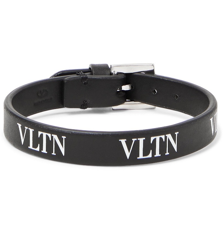 Photo: VALENTINO - Valentino Garavani Logo-Print Leather Bracelet - Black