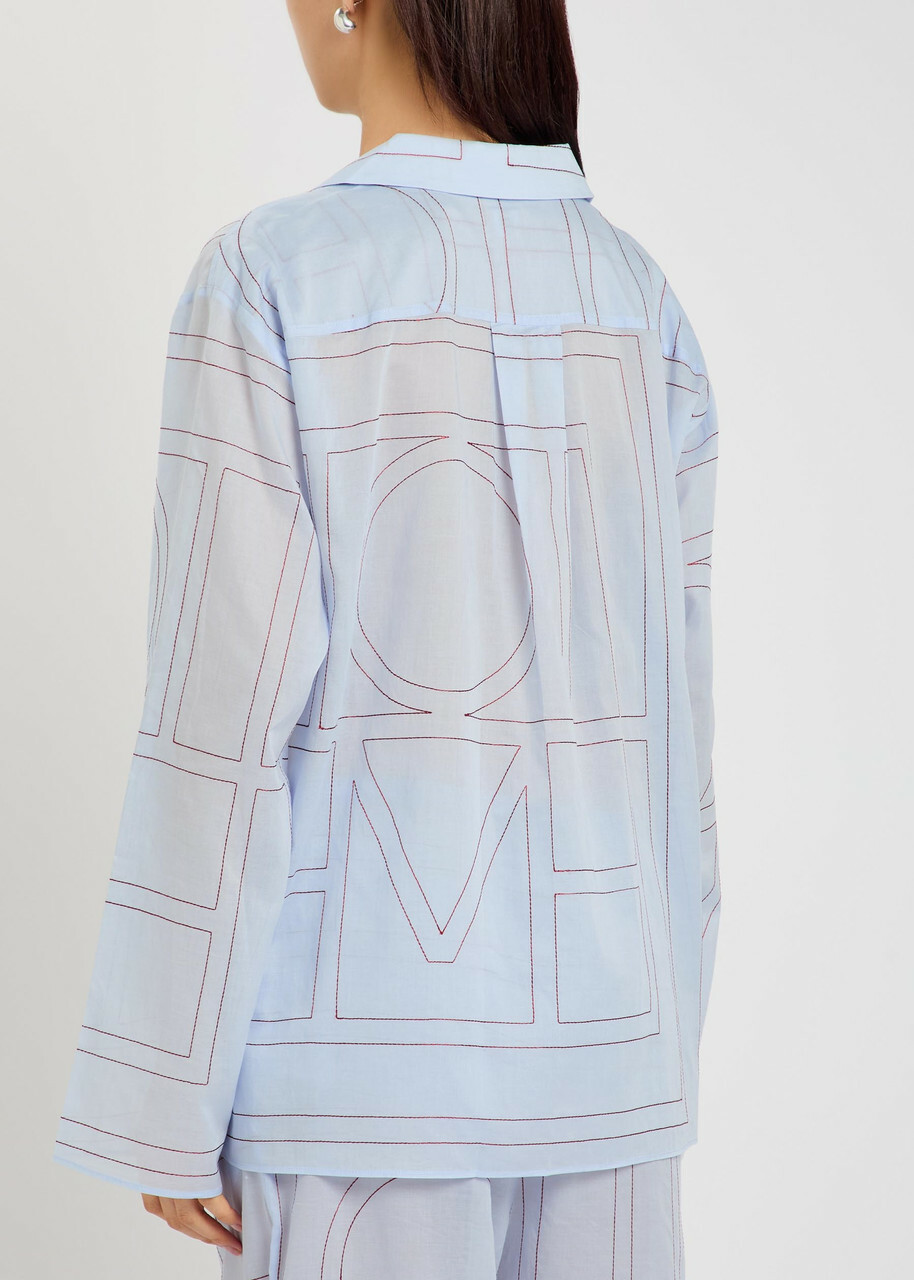 Toteme Logo-monogrammed Cotton-blend Pyjama Shirt Light Blue