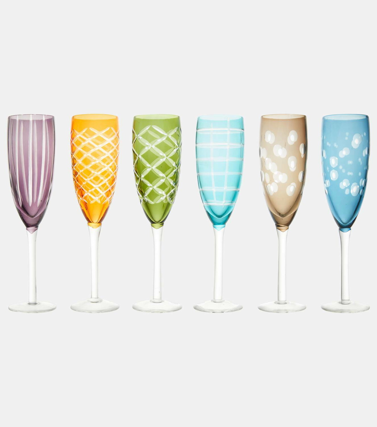 Polspotten Cuttings set of 6 champagne flute glasses