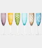 Polspotten Cuttings set of 6 champagne flute glasses