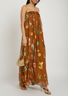 Alemais Devoré Silk-blend Maxi Dress Bronze
