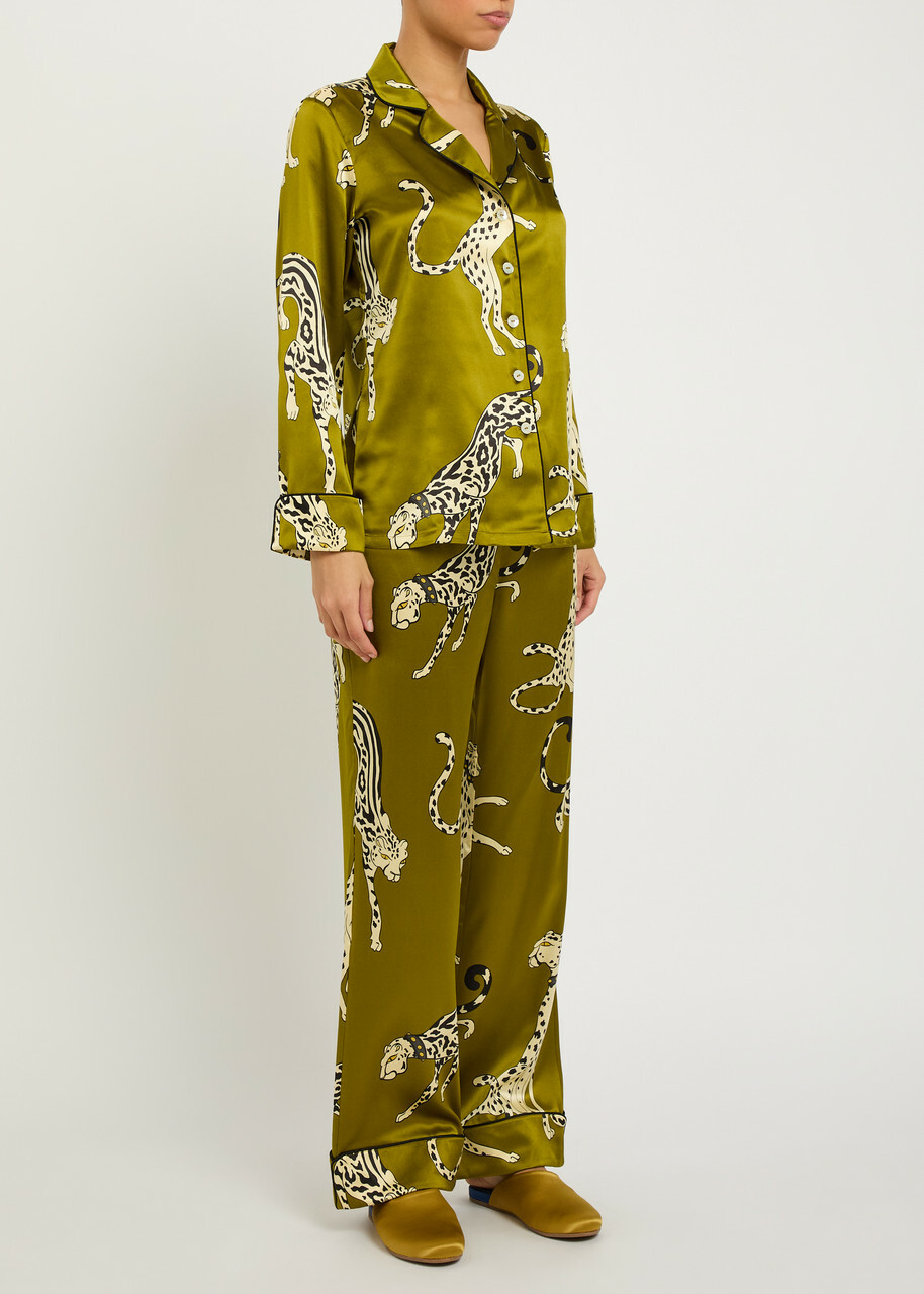 Olivia Von Halle Lila Silk-satin Pyjama set Olive