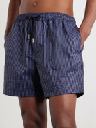 Mr P. - Navi Striped Straight-Leg Swim Shorts - Blue
