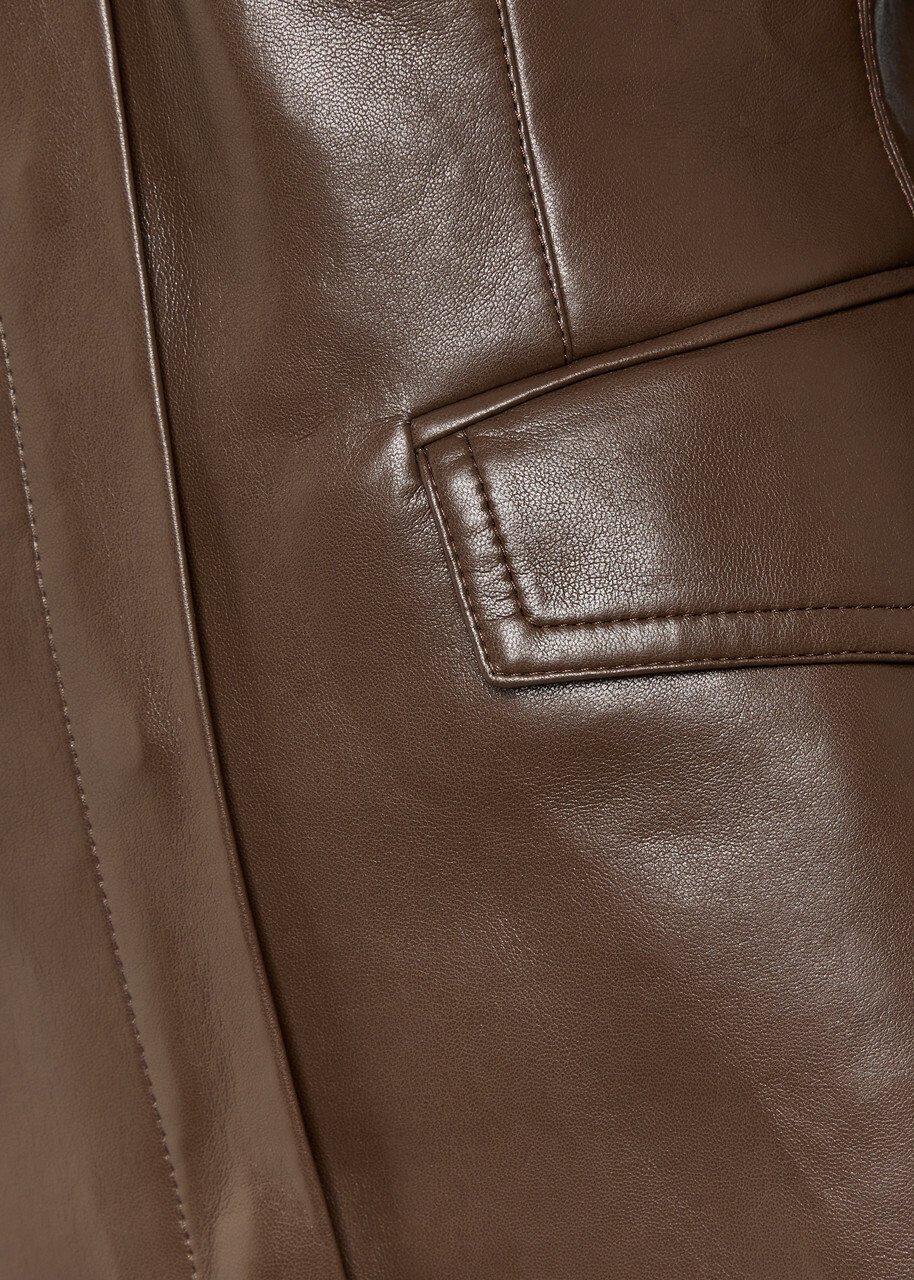 Nanushka Erina Darted Faux Leather Jacket Chocolate