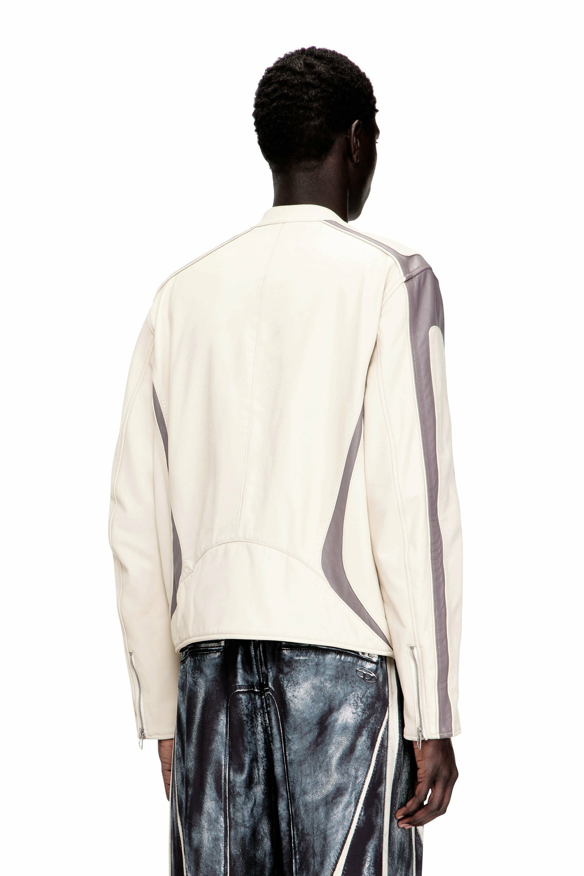 Diesel Colour-block leather biker jacket - Leather jackets Mens in Multicolor