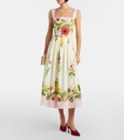 Oscar de la Renta Belted floral cotton-blend poplin midi dress