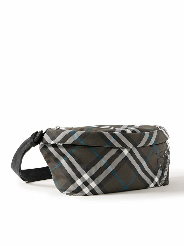 Photo: Burberry - Logo-Embroidered Checked Canvas Belt Bag