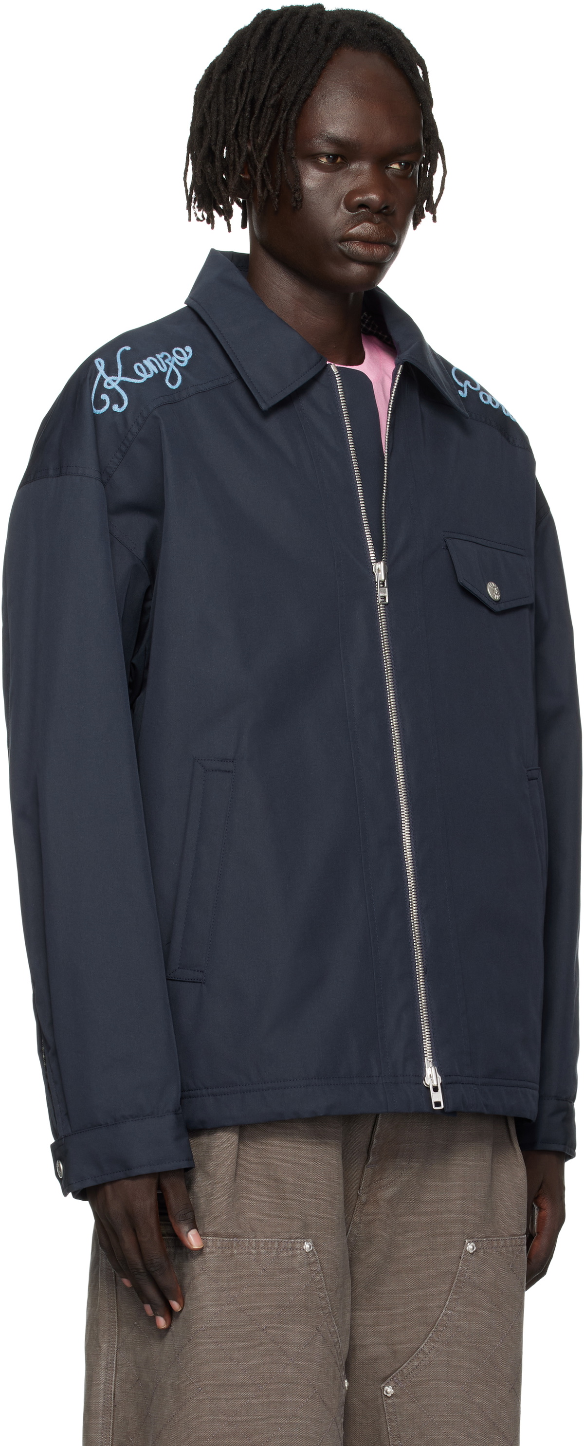 Kenzo Navy Kenzo Paris 'Kenzo Paris Chainstitch' Coach Jacket