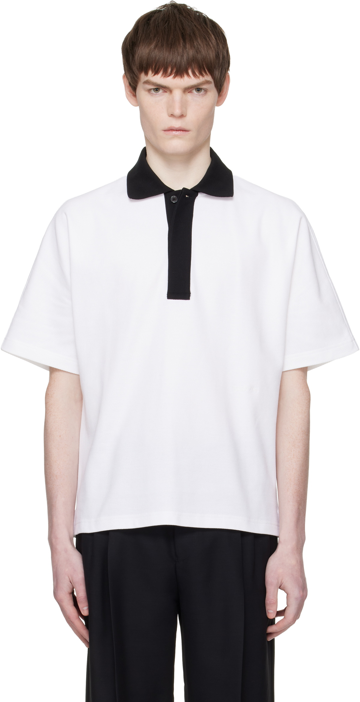 Lanvin White Contrast Collar Polo