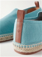 Loro Piana - Seaside Walk Leather-Trimmed Cotton and Silk-Blend Espadrilles - Blue
