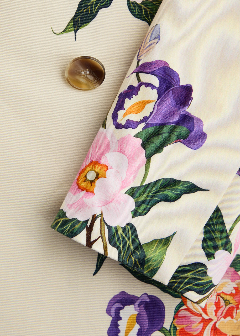 Borgo DE Nor Quinn Floral-print Stretch-cotton Blazer Cream