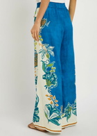 Alemais Luca Floral-print Wide-leg Linen Trousers Blue