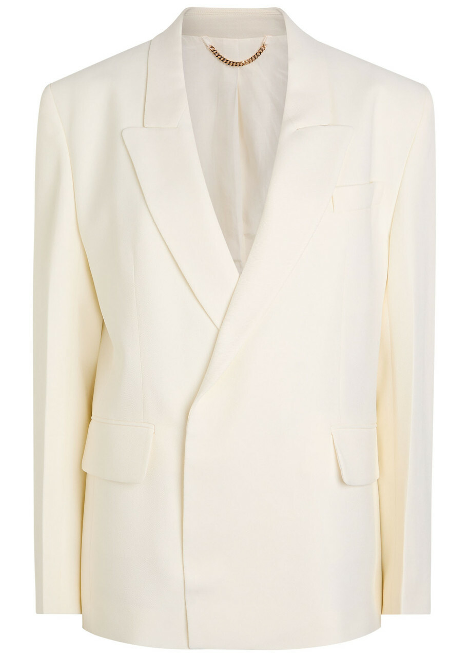 Victoria Beckham Double-breasted Twill Blazer Ivory