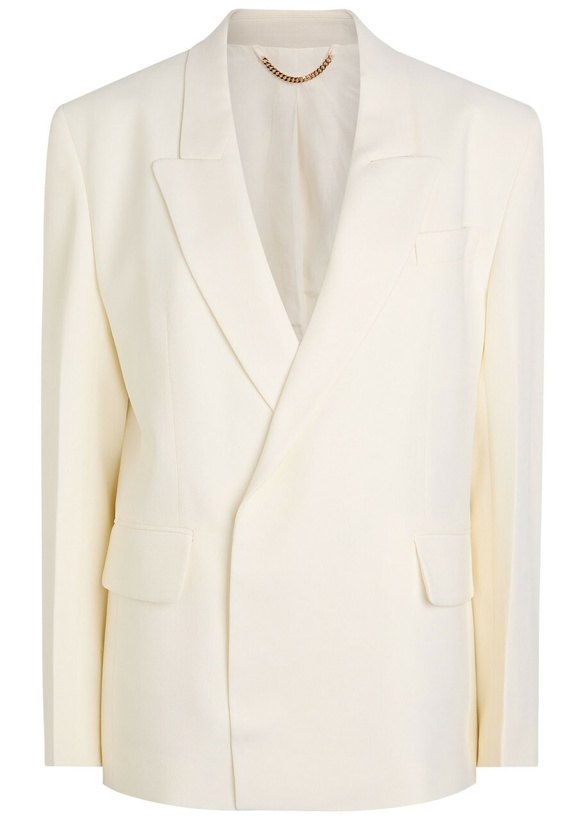 Photo: Victoria Beckham Double-breasted Twill Blazer Ivory