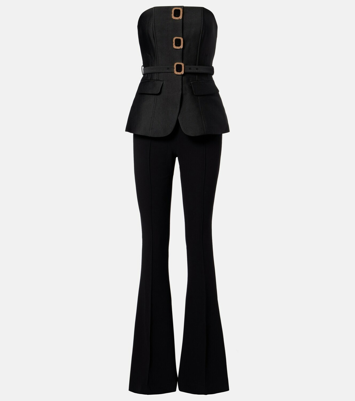 Self-Portrait Embellished strapless taffeta jumpsuit