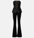 Self-Portrait Embellished strapless taffeta jumpsuit