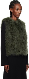 Yves Salomon Green Cropped Feather Vest