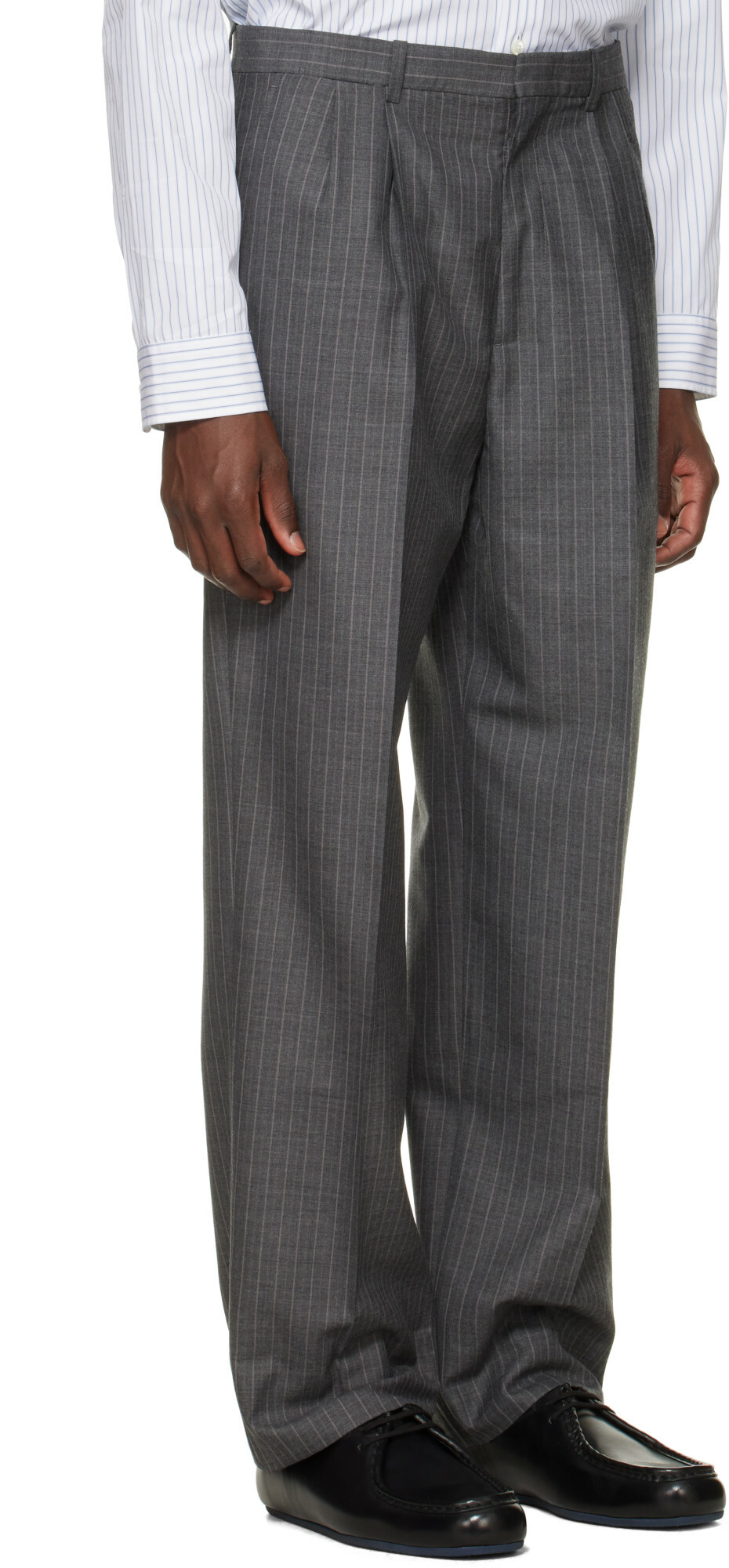 Jil Sander Gray Wool Pinstripe Trousers