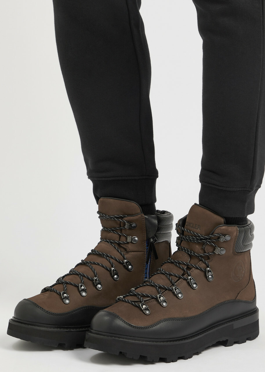 Moncler Peka Trek Panelled Nubuck Hiking Boots Brown Moncler