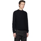 Jil Sander Black and Navy Basket Wool Sweater