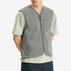 Universal Works Men's Gingham Cotton Zip Gilet in Brown/Sky