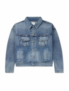 Rhude - Dropneck Cropped Distressed Denim Trucker Jacket - Blue