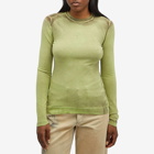 Acne Studios Women's Fitted Logo Knit Top in Lime Green