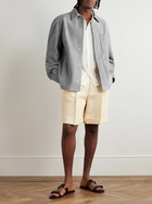 LOEWE - Oversized Logo-Debossed Suede Overshirt - Gray