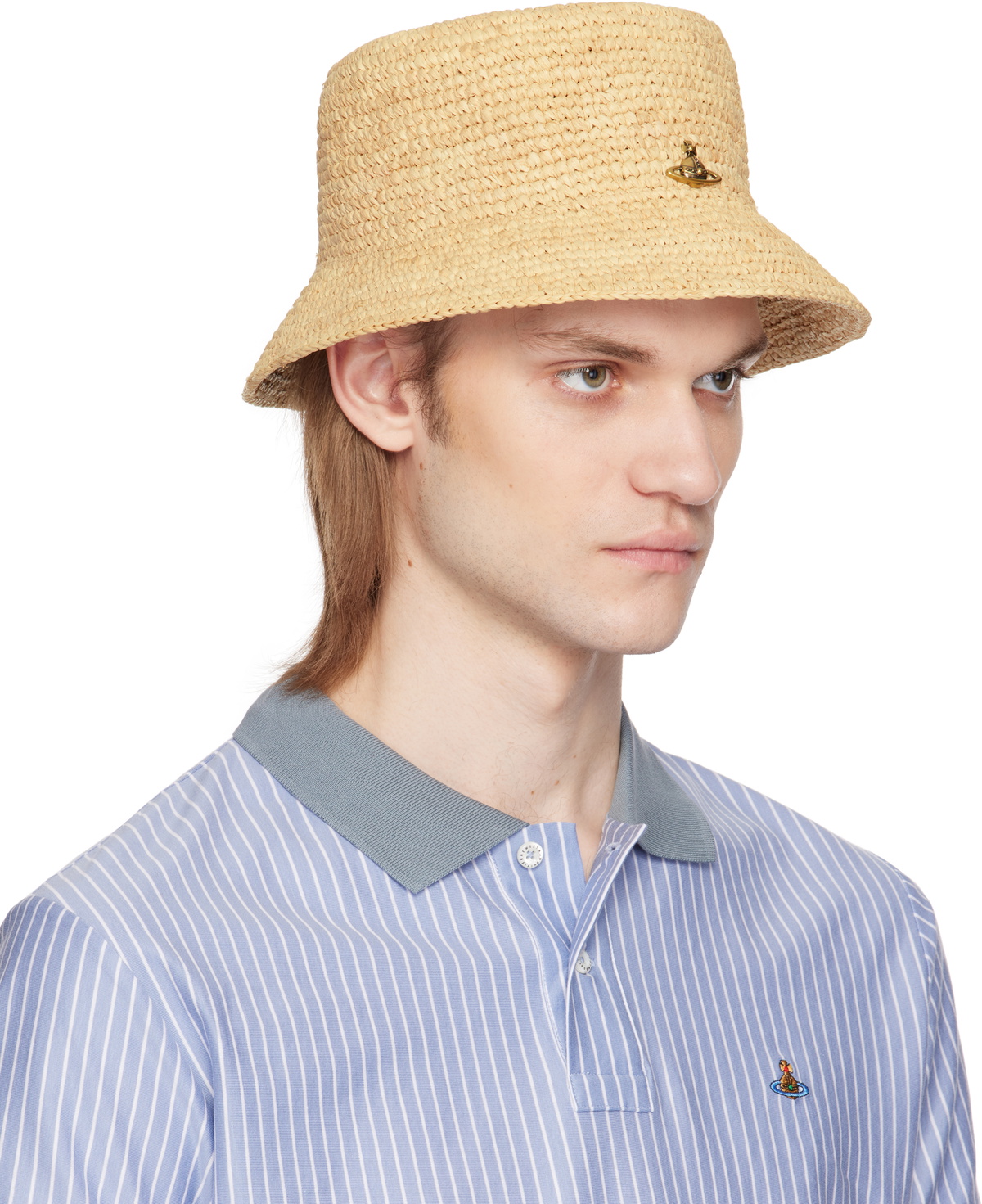 Vivienne Westwood Beige Raffia Bucket Hat Vivienne Westwood