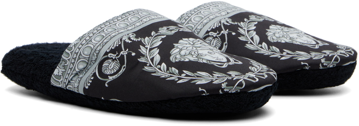 Versace Black 'I Heart Baroque' Slippers