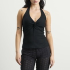 Fruity Booty Women's Twist Halter Top in Black