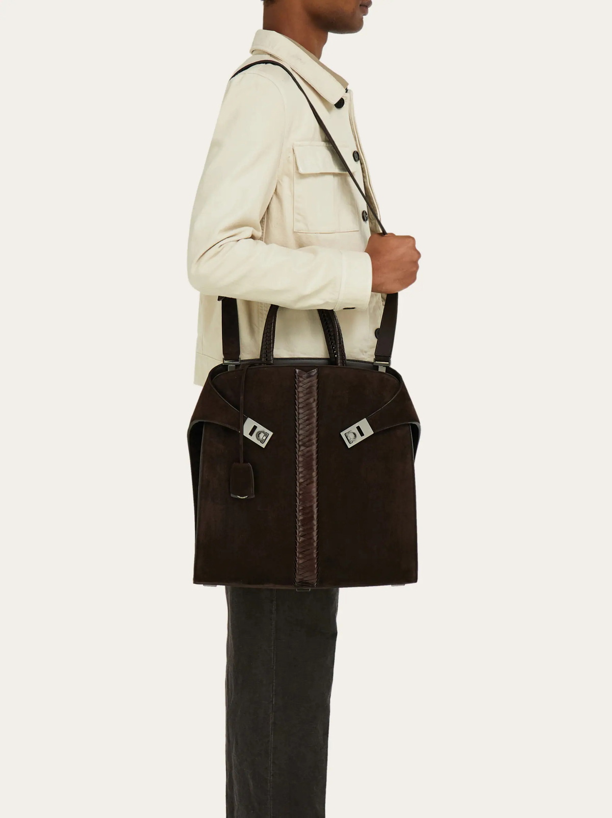 Ferragamo Mens Hug tote bag in Brown