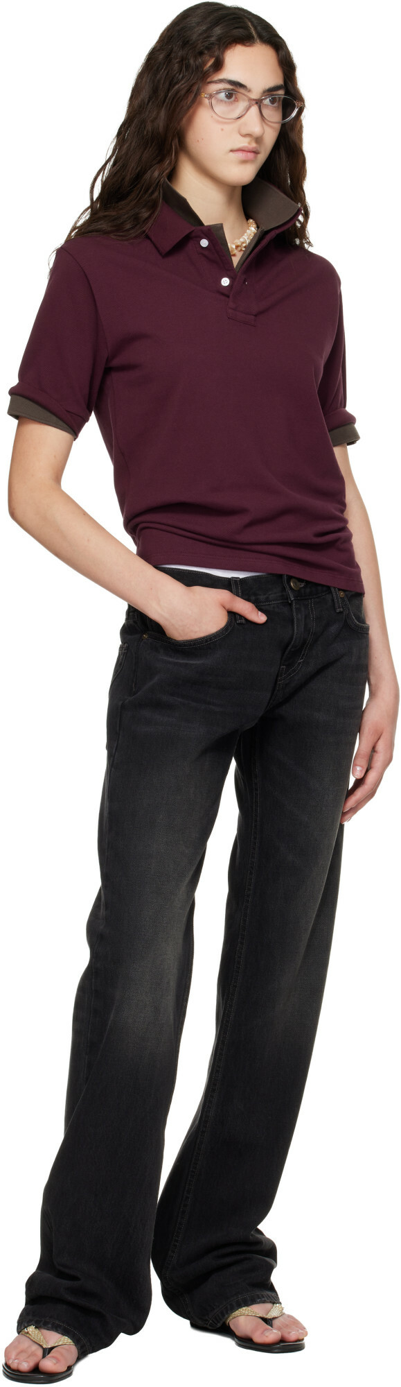 Raimundo Langlois Burgundy Layered Polo