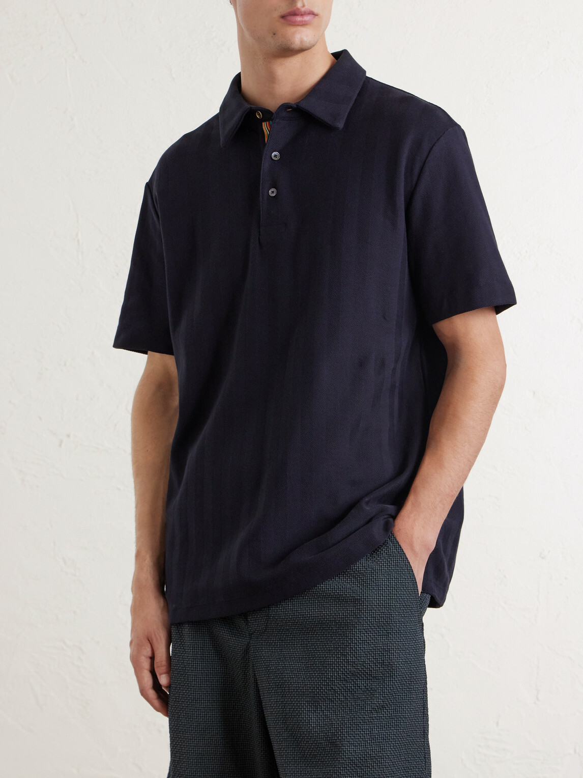 Paul Smith - Organic Herringbone Cotton-Piqué Polo Shirt - Blue