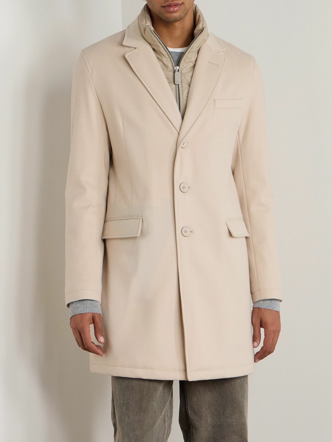 Herno - Wool Coat with Detachable Shell Gilet - Neutrals