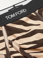 TOM FORD - Zebra-Print Stretch-Cotton Briefs - Black