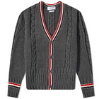 Thom Browne Men's Cable Knit Cardigan in Medium Grey