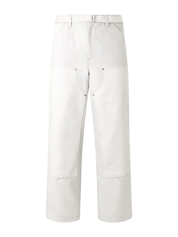Photo: Sacai - Carhartt WIP Duck Wide-Leg Belted Grain de Poudre and Cotton-Canvas Trousers - Neutrals